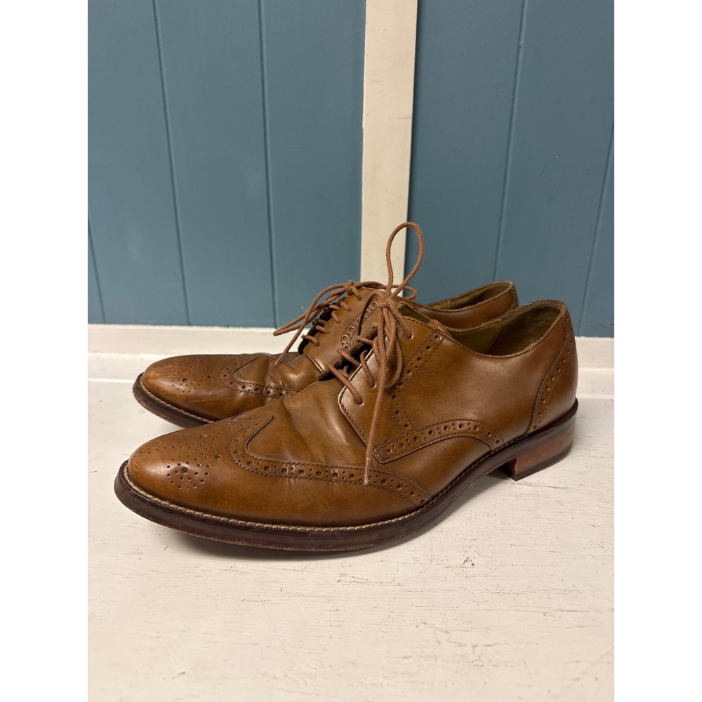 Cole Haan Mens Wingtip Oxford Brogue Shoes Brown Leather Lace Up Dress Size 11